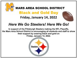 Mars Area School District Black & Gold Day - Jan. 14, 2022